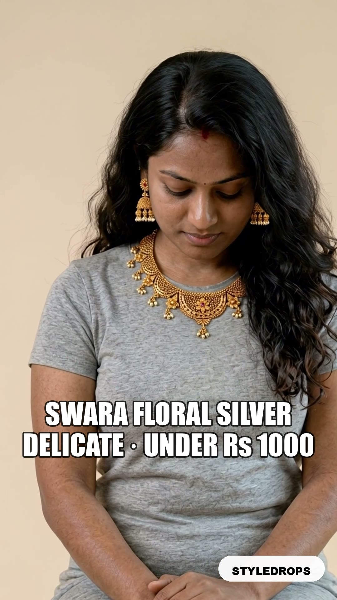 Delicate silver floral under $85 — Paksha Swara for Diwali layers