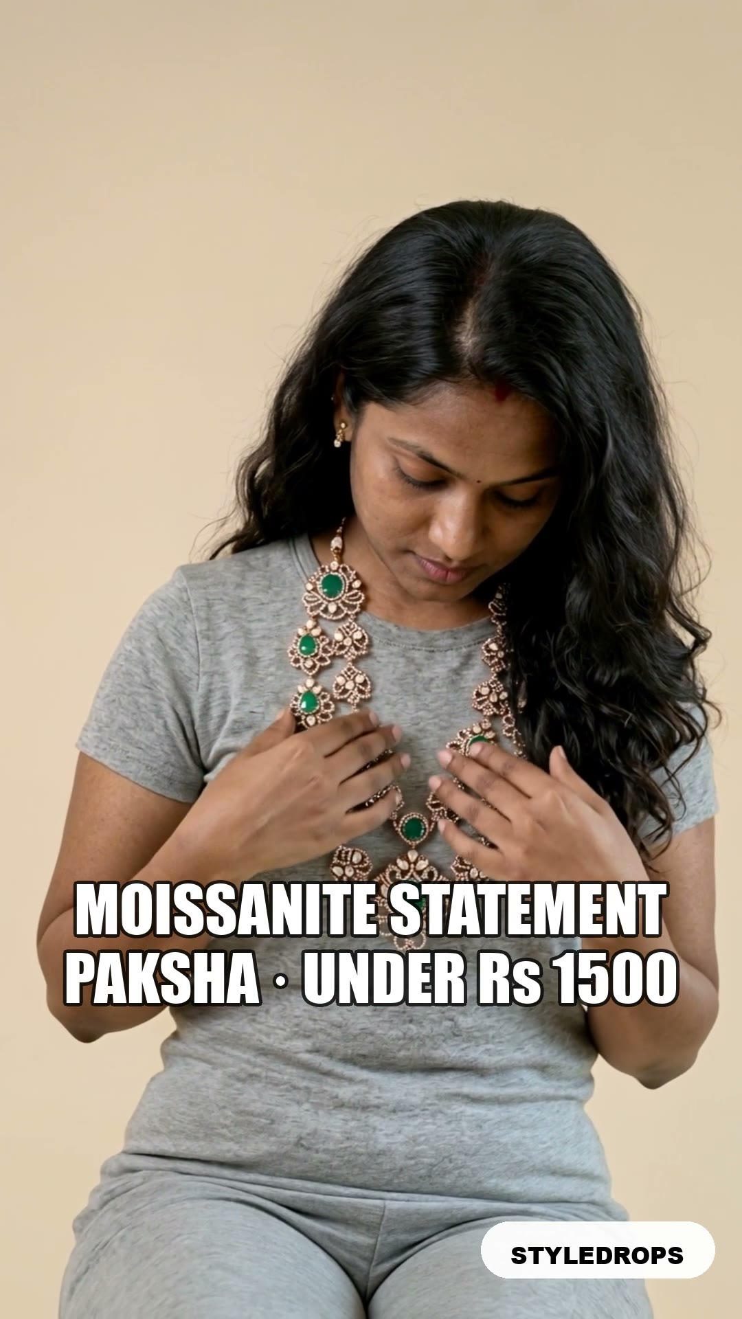 Moissanite statement necklace — one-piece-does-Diwali under $120