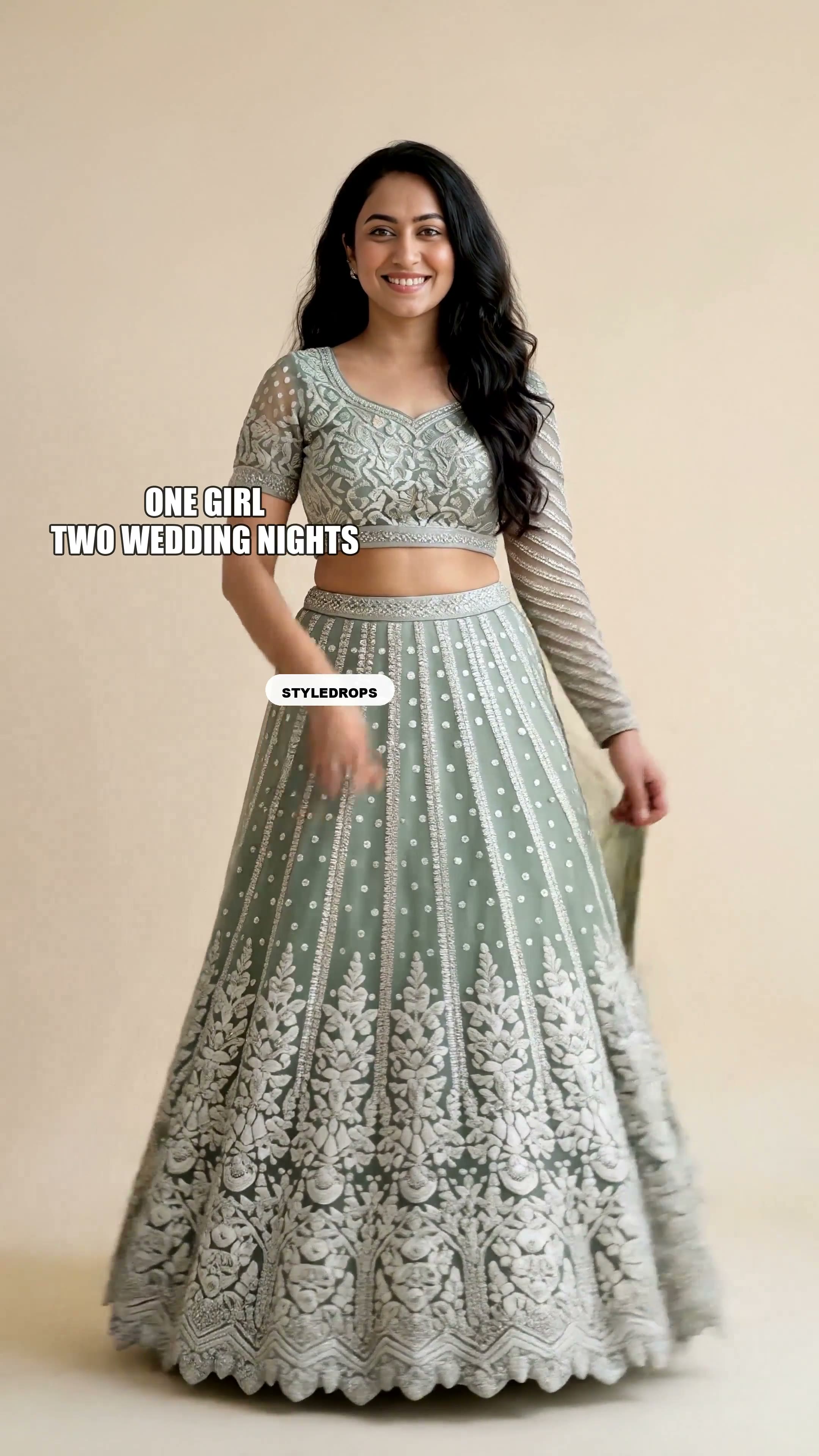 One girl · two wedding functions · zero couture invoice. The wardrobe swap that saves you $500.