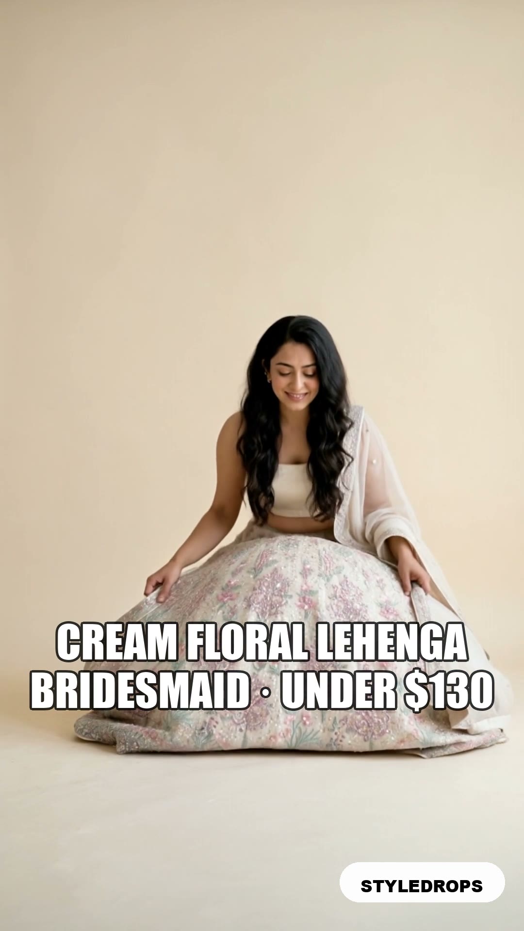 Cream floral lehenga — bridesmaid-diaries pick, under $250